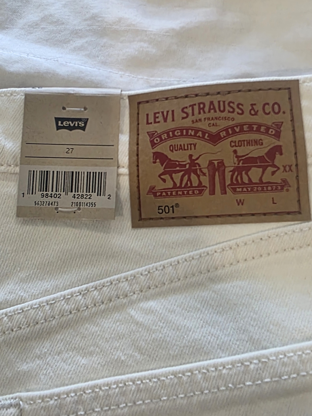 Levi Strauss & Co. 501 White Jean Shorts Size 27 Nwt.